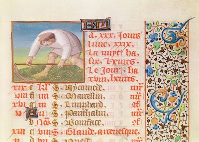 June: Reaping, from a Book of Hours by French School