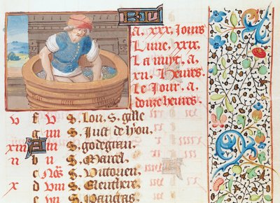 September: Trampling Grapes, from a Book of Hours by French School