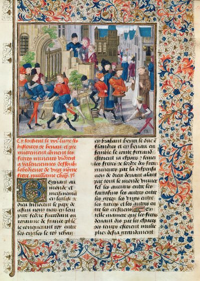 Building the Foundations of the Monastery of the Minors at Valenciennes, from the Histoire des Nobles Princes de Hainaut by Jacques de Guise by French School