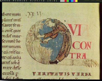 Historiated initial Q depicting a Cistercian monk harvesting in the fields, from Moralia in Job by Pope Gregory the Great by French School