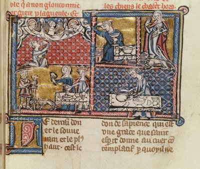 Page from a book against French vices and virtues by French School