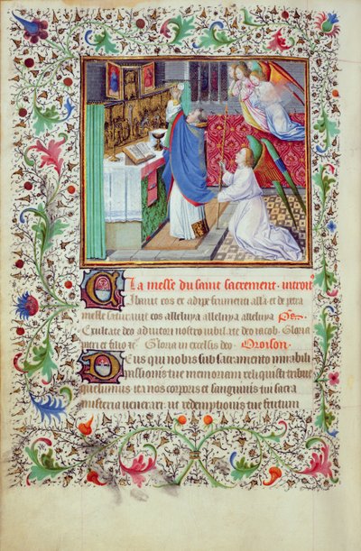 Preparation of the Eucharist, miniature from a Book of Hours made for Philip the Bold, Duke of Burgundy, after 1370 by French School