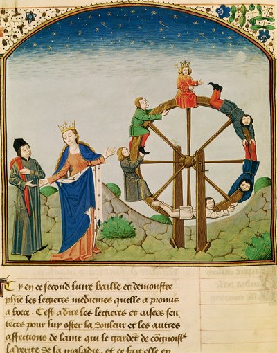 Boethius with the Wheel of Fortune, from De Consolatione Philosophiae, Translated by Jean de Meung by French School