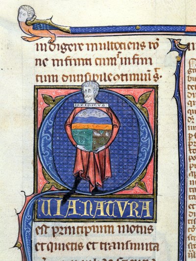 Philosopher Holding a Globe with the Four Elements, from the Physics by Aristotle by French School