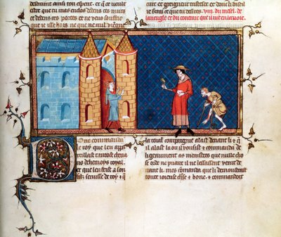 Two lepers begging, from Le Miroir Historial, by Vincent de Beauvais by French School