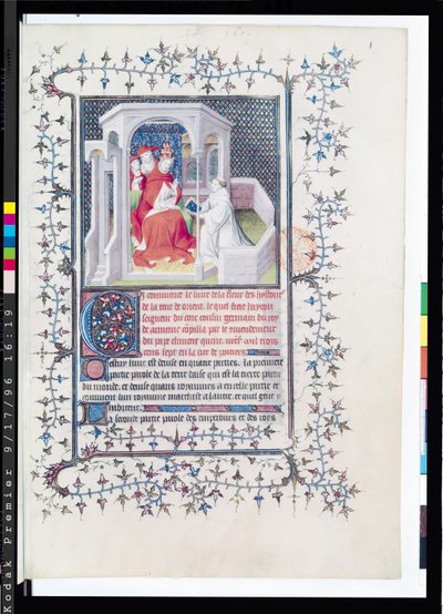 Hayton presents his work to Pope Clement V from the Fleur des histoires de la terre d
