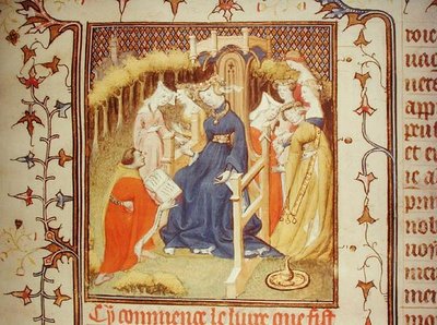 The author presenting his work to a group of women, from 