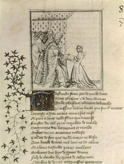 Christine de Pisan presents her work to Louis, Duke of Orleans from the Letter of Othea to Hector by Christine de Pisan, c.1405 by French School