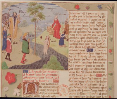 Olympus with Saturn, Pluto, Juno, Venus, Jupiter and Cybele, from Livre des Eschecs d