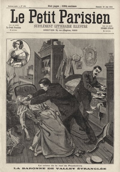 Murder of the elderly Baronne de Valley in her home on the Rue de Penthievre, Paris by French School