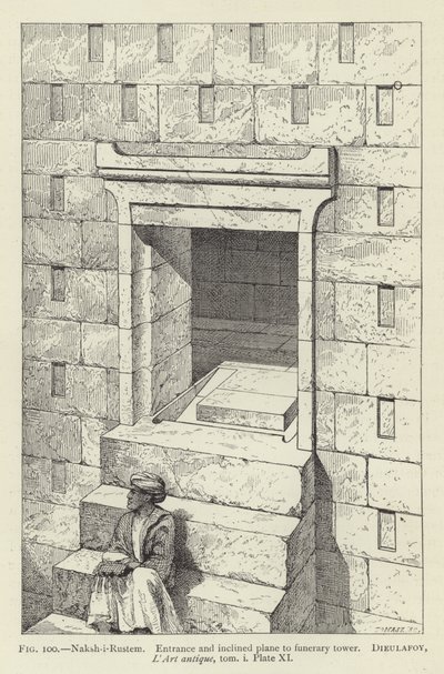 Naksh-i-Rustem, Entrance and Inclined Plane to Funerary Tower by French School