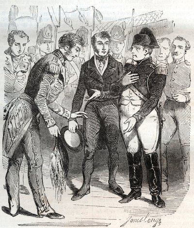 Napoleon Bonaparte boarding the British ship Bellerophon by French School
