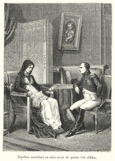 Napoleon Consulting His Mother Before Leaving the Island of Elba by French School