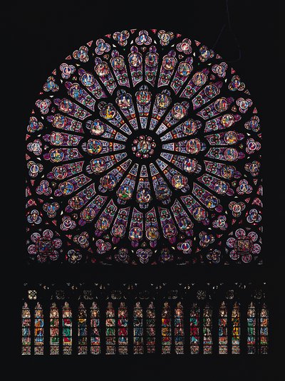 North transept rose window depicting the Virgin and Child in the centre surrounded by Old Testament characters, designed c.1250 by French School
