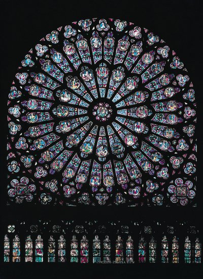 North transept rose window depicting the Virgin and Child in the centre surrounded by Old Testament characters, c.1250 by French School