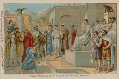 Numa Pompilius, second king of Rome, passing the first Roman laws by French School