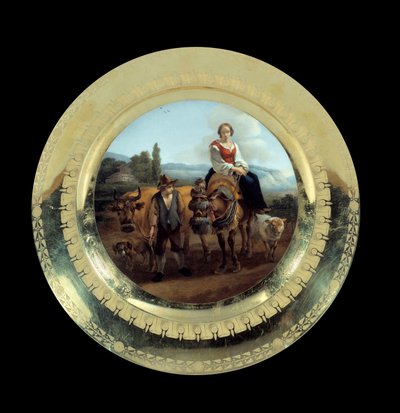 Plate of the Service of Prince Eugene: Bergere in a Landscape Near Siena by French School