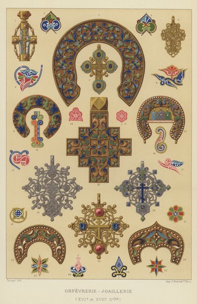 Goldsmithing and Jewelry (16th and 17th Centuries) (chromolitho) by French School