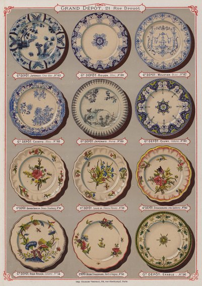Page from the Catalogue of the Grand Depot of Porcelains, Faiences and Glassware by French School