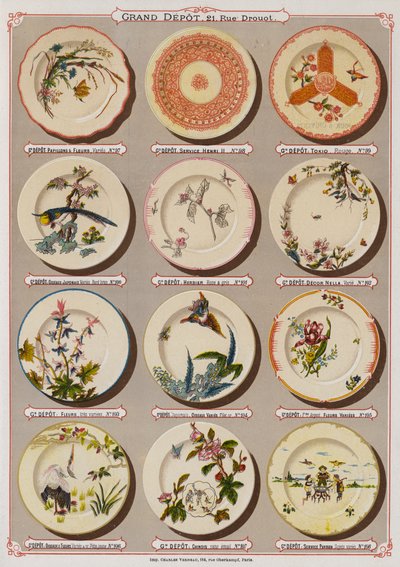 Page from the Catalogue of the Grand Depot of Porcelains, Faiences and Glassware by French School