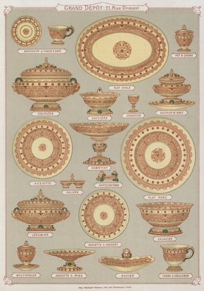 Page from the Catalogue of the Grand Depot of Porcelains, Faiences and Glassware by French School