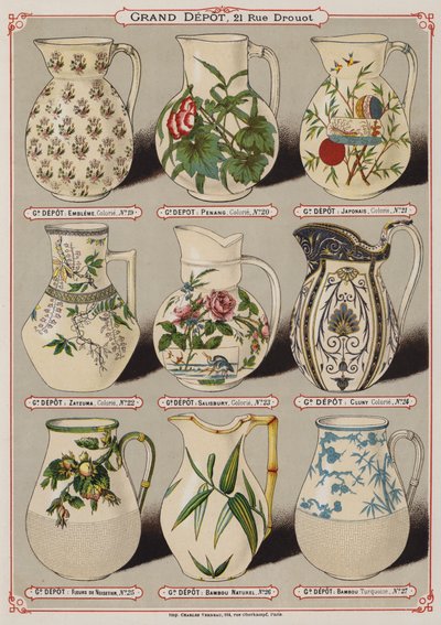 Page from the Catalogue of the Grand Depot of Porcelains, Faiences and Glassware by French School