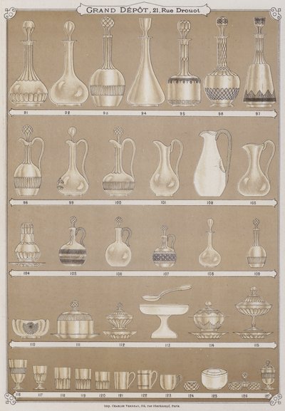 Page from the catalogue of the Grand Depot de Porcelaines, Faiences et Verreries by French School