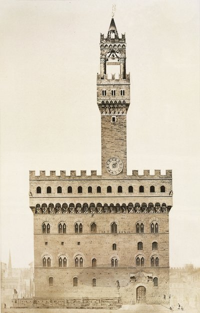 Palazzo Vecchio, or the Palazzo della Signoria, Florence, from Fragments of Architecture of the Middle Ages and the Renaissance, engraved by Jules Adolphe Chauvet by French School