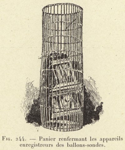 Basket Containing the Recording Devices of the Weather Balloons (engraving) by French School
