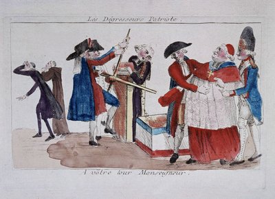 Patriot Scans: Commissioners Passing Clergy in a Press to Make Them Lose Weight, Late 18th Century by French School