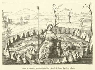 Painting on Wood in the Church of Saint-Mery, Chapel of Sainte-Genevieve, in Paris by French School