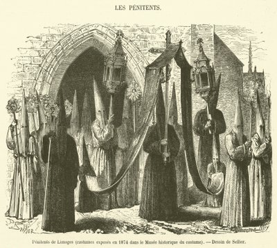 Penitents of Limoges, Costumes Exhibited in 1874 at the Historical Costume Museum (engraving) by French School