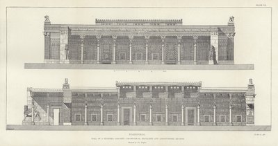 Persepolis, Hall of a Hundred Columns, geometrical elevation and longitudinal section, restored by Ch Chipiez by French School