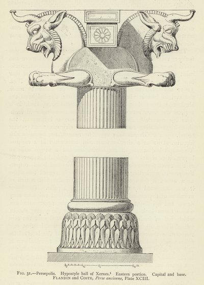 Persepolis, Hypostyle Hall of Xerxes, Eastern Portico, Capital and Base by French School