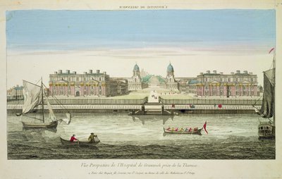 Perspective View of Greenwich Hospital on the Thames, engraved by Huquier by French School