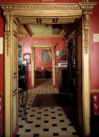 Perspective view of the cafe Procope, Paris by French School