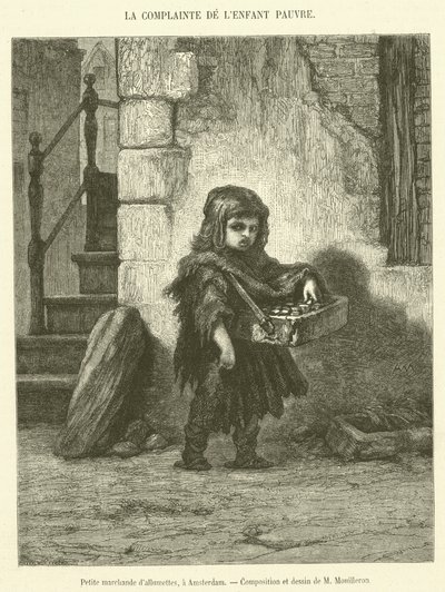 Little Match Girl, in Amsterdam (engraving) by French School