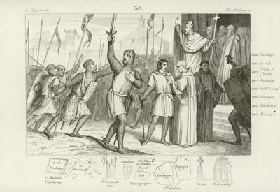 Philip I of France and Pope Urban II rallying followers for the First Crusade, c1095 by French School