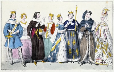 Philip VI of Valois, Jeanne of Burgundy, John II the Good, Jeanne of Boulogne, Jeanne of Bourbon, Charles V the Wise, Charles VI, Isabeau (Isabella, Elizabeth) of Bavaria (1371-1435) by French School