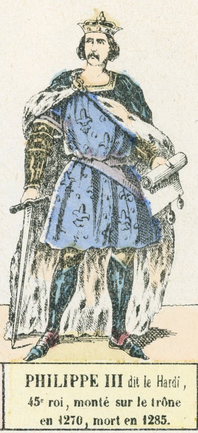 Philip III called the Bold, 45th King, Ascended the Throne in 1270, Died in 1285 (engraving) by French School