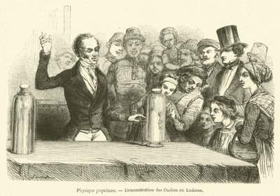 Popular Physics, Demonstration of Ondins or Ludions (engraving) by French School