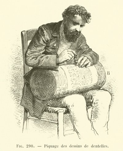 Lace Design Pricking (engraving) by French School