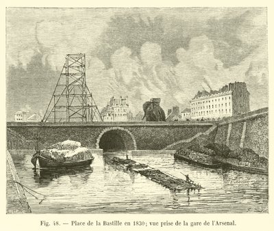 Place de la Bastille in 1830, View Taken from the Arsenal Station by French School