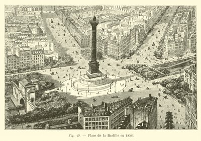 Place de la Bastille in 1858 by French School