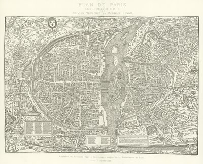 Plan of Paris, under the Reign of Henry II by Olivier Truschet and Germain Hoyau by French School