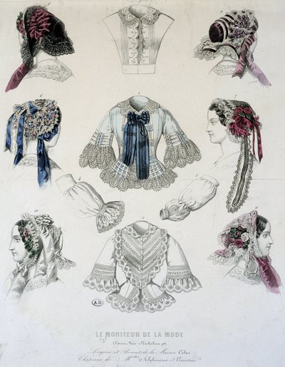 Plate of Cups and Corsets - in Le Moniteur de la Mode by French School
