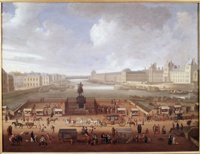 Pont-Neuf, Paris, seen from the entry to Place Dauphine showing 4 Nations College, Quai Malaquais and Louvre by French School