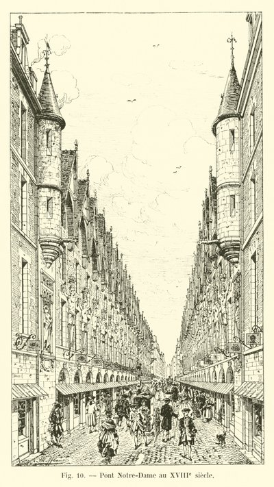 Pont Notre-Dame in the 18th Century by French School