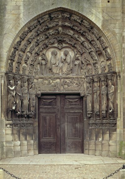 Portal and Surrounding Sculptures with Biblical Figures and Scenes Including the Entombment by French School