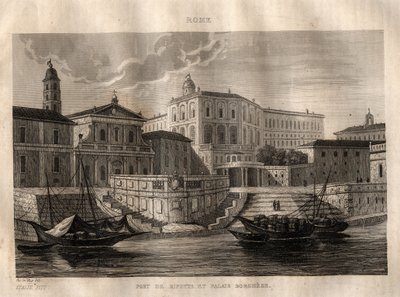 Porto di Ripetta and Palazzo Borghese - Rome - Engraving from 